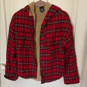 Wild Fable Red Plaid Teddy Jacket